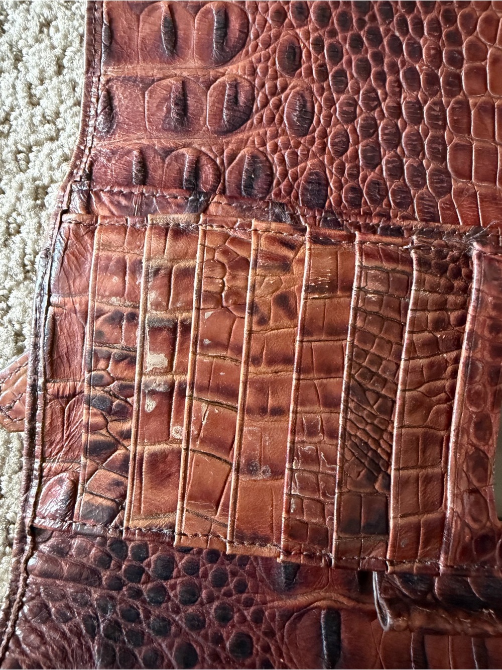 Old Brahmin Cognac Croc-Embossed Leather Continental Wallet - Picture 4 of 11